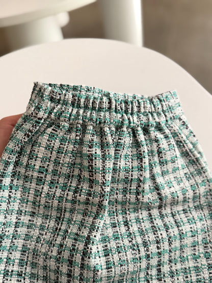 Mint Düğmeli Tüvit Etek