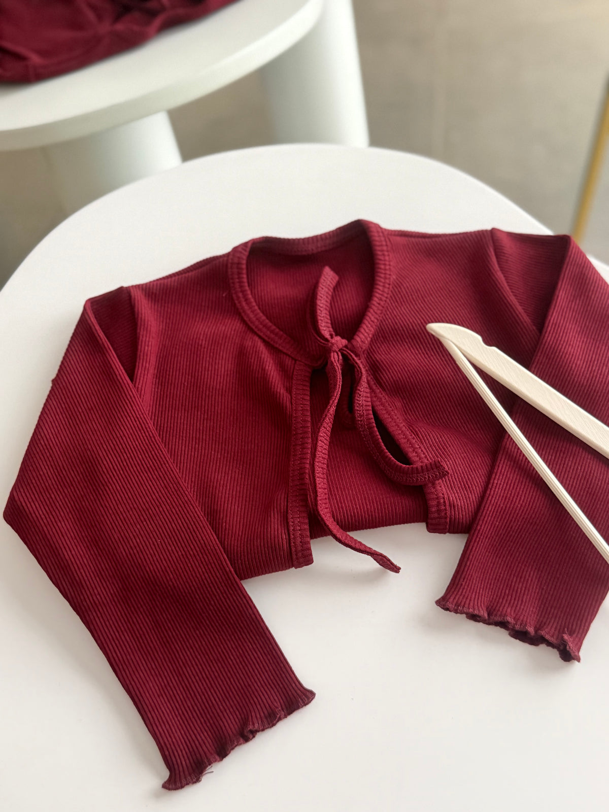 Bordo Bağcıklı Hırka