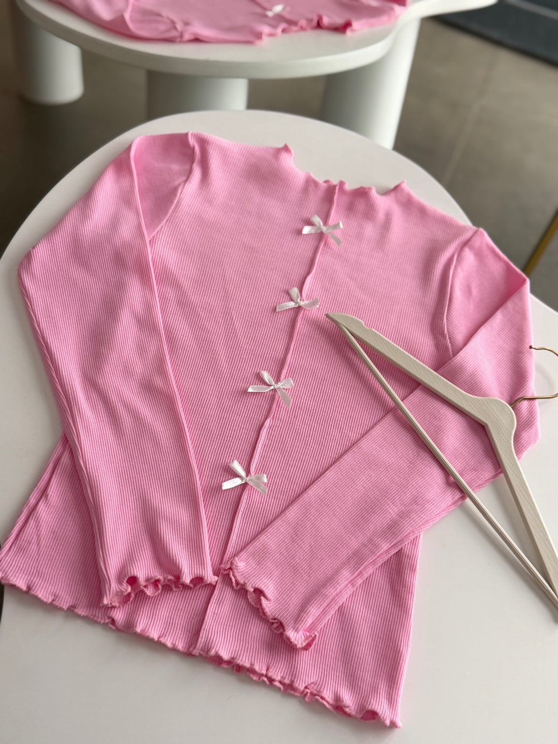 Pudra Ribbon Detaylı Bluz