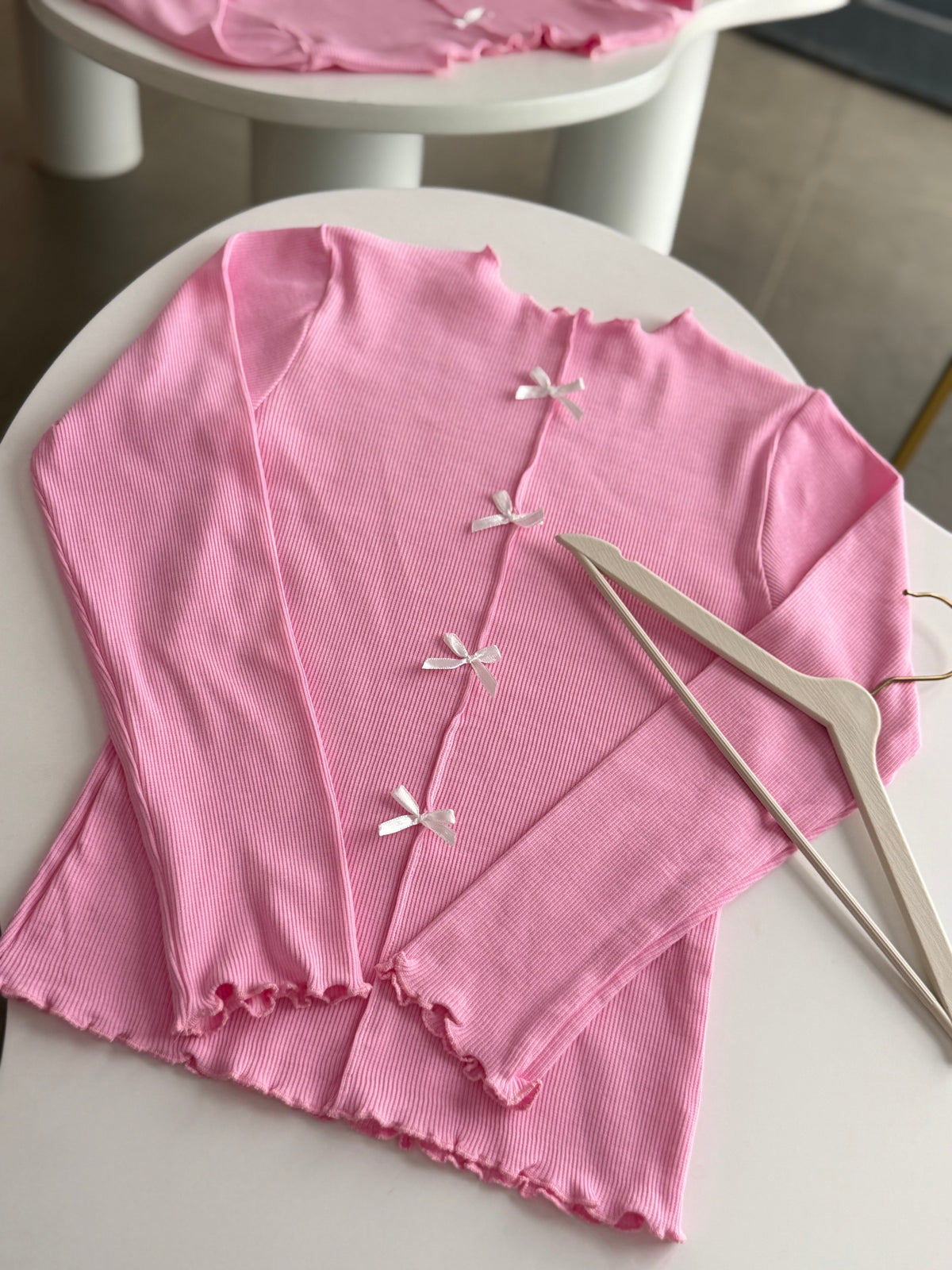 Pudra Ribbon Detaylı Bluz