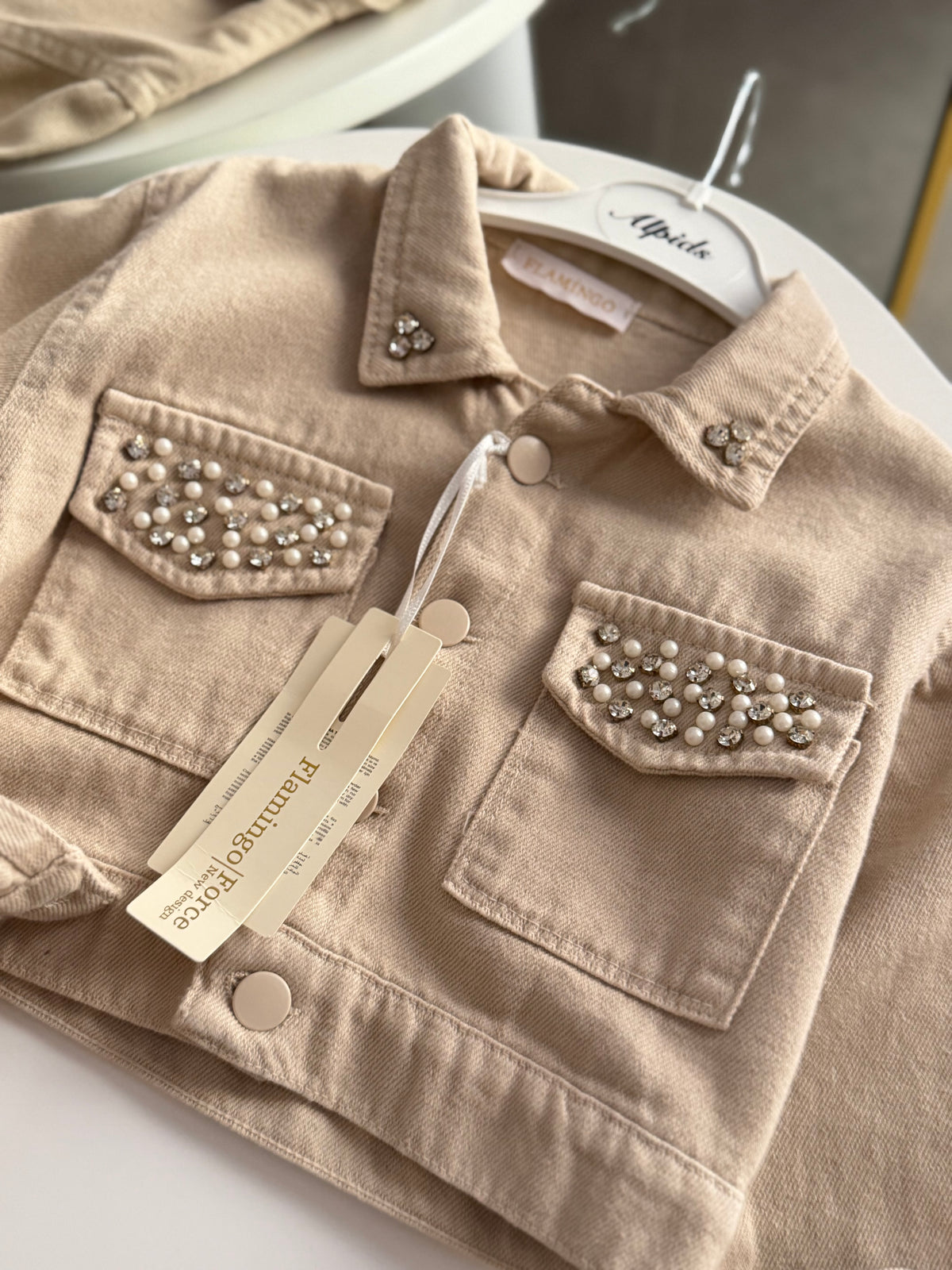 Taş İşlemeli Denim Ceket