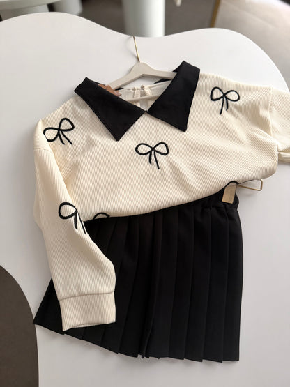 Polo Yaka Kurdele İşlemeli Sweat/Etek Takım