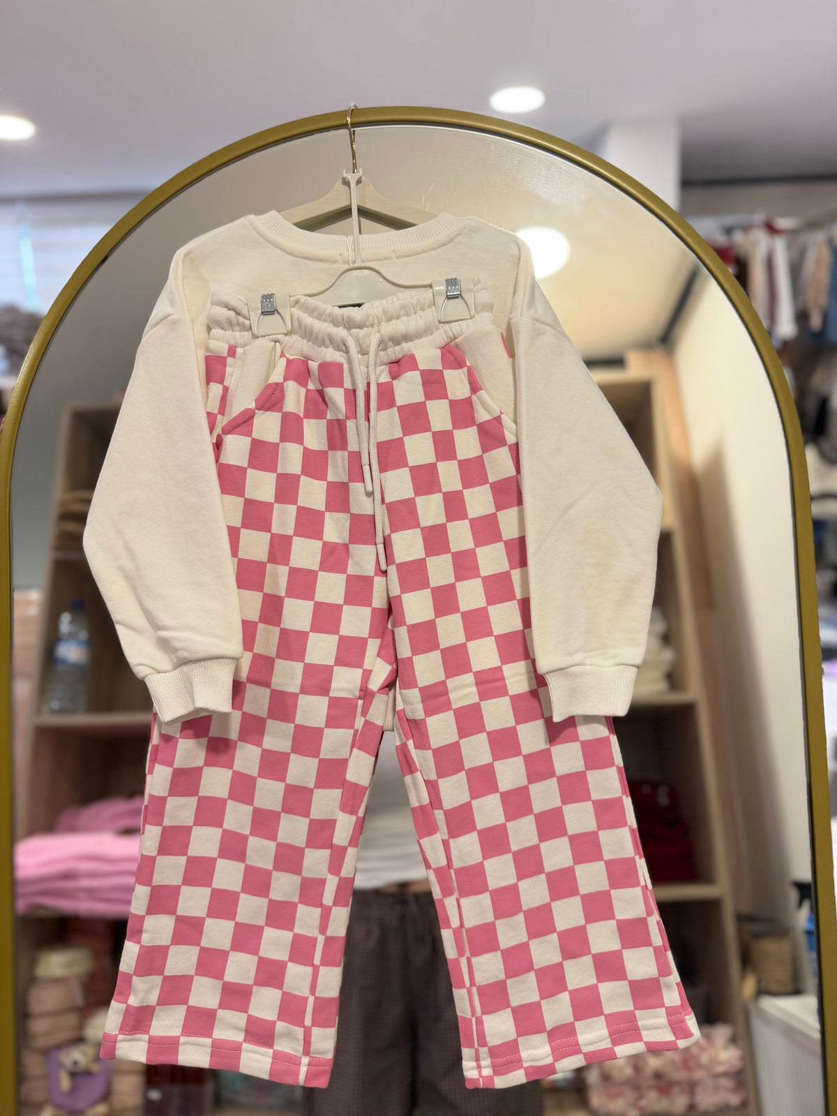 Pink White Dama Desenli Takım