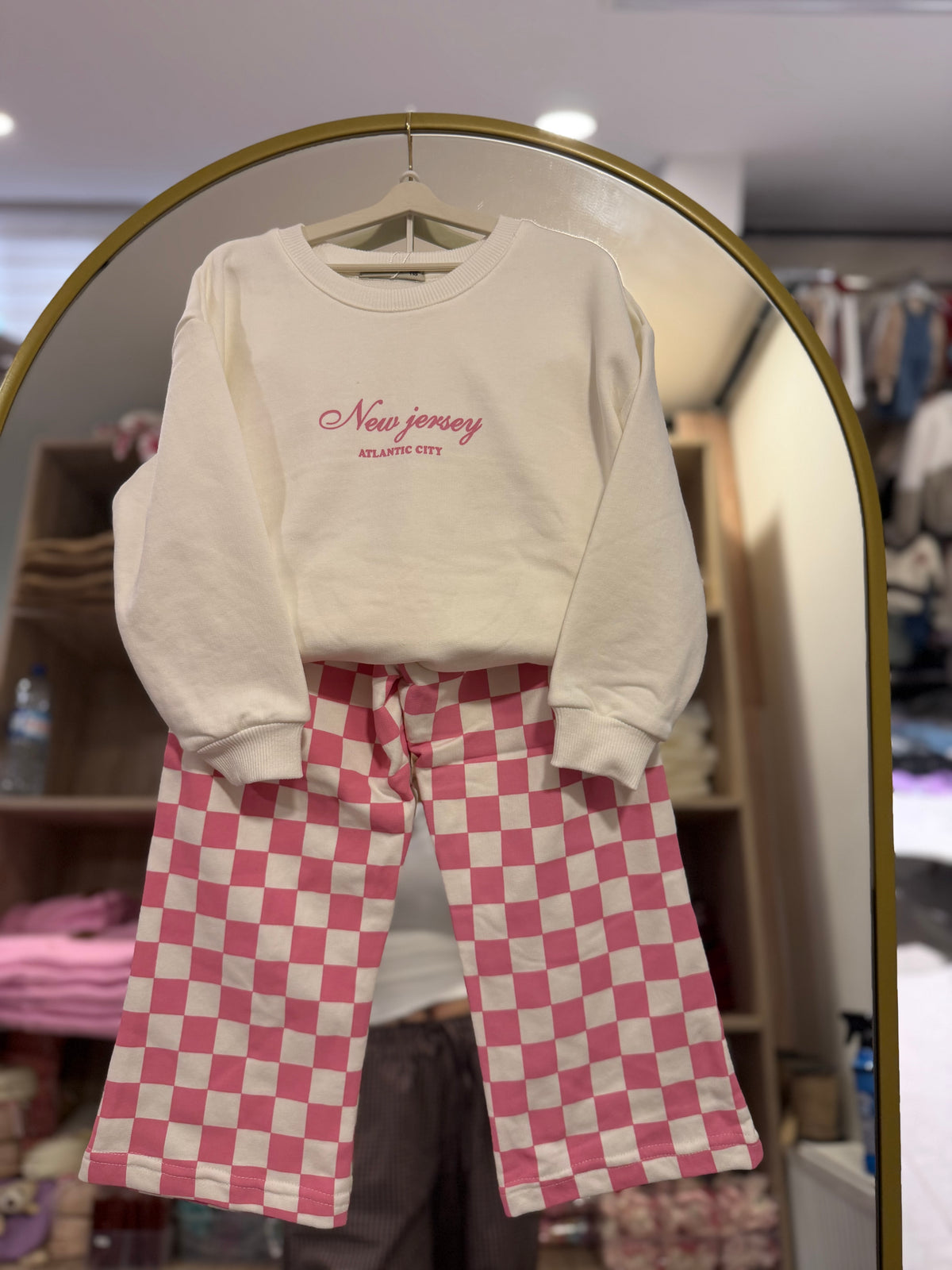 Pink White Dama Desenli Takım
