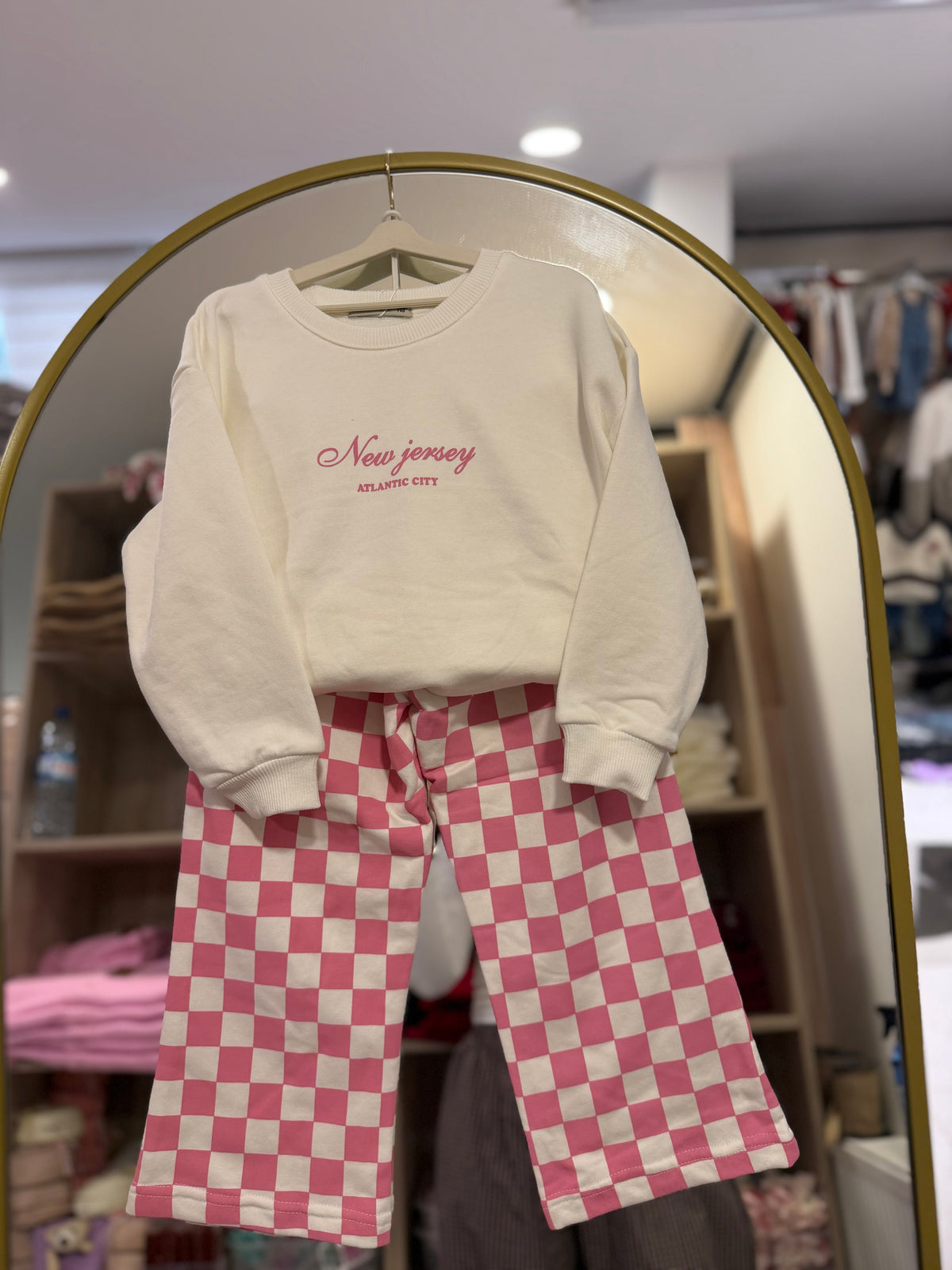 Pink White Dama Desenli Takım