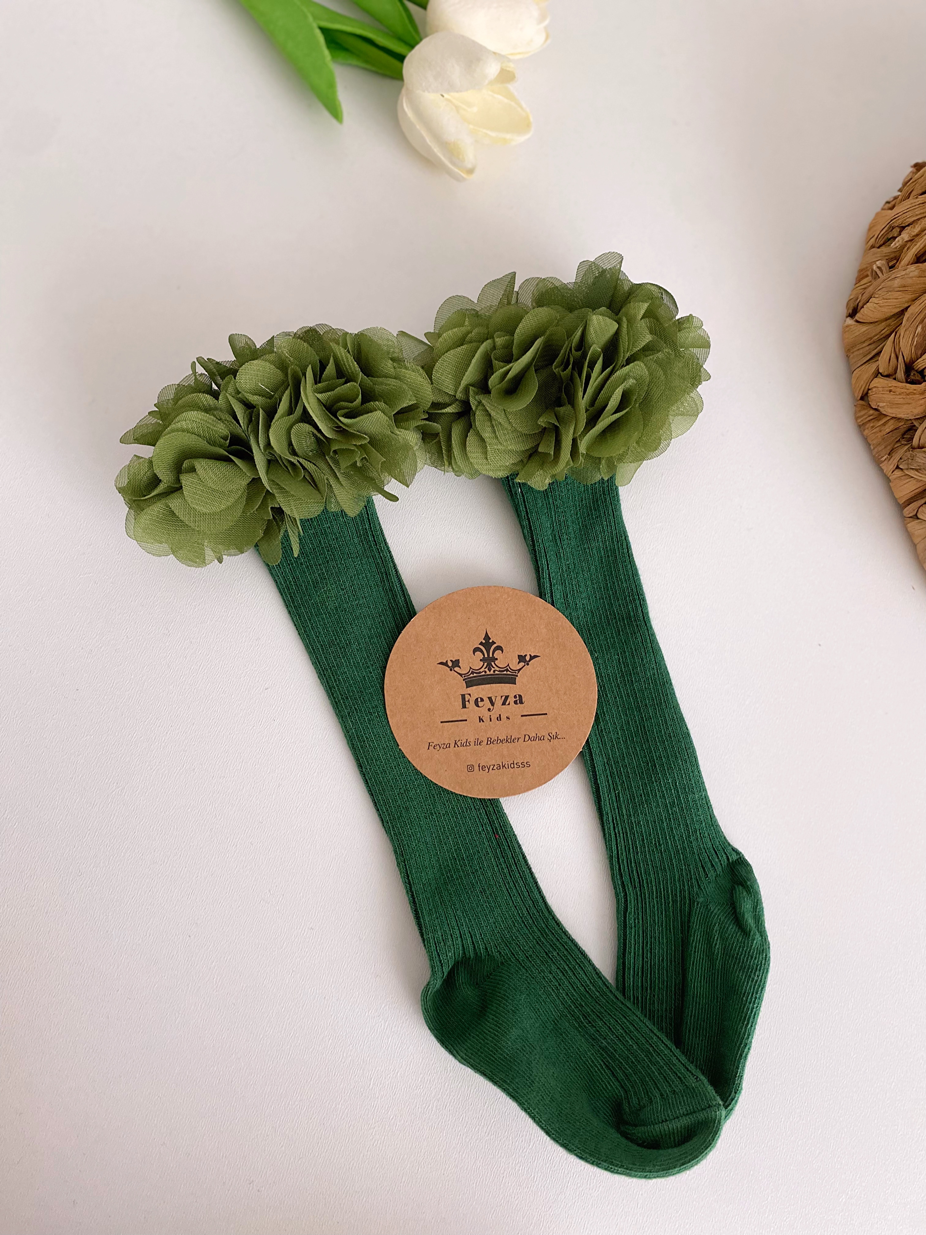 Haki Diz Altı Fırfır Çorap