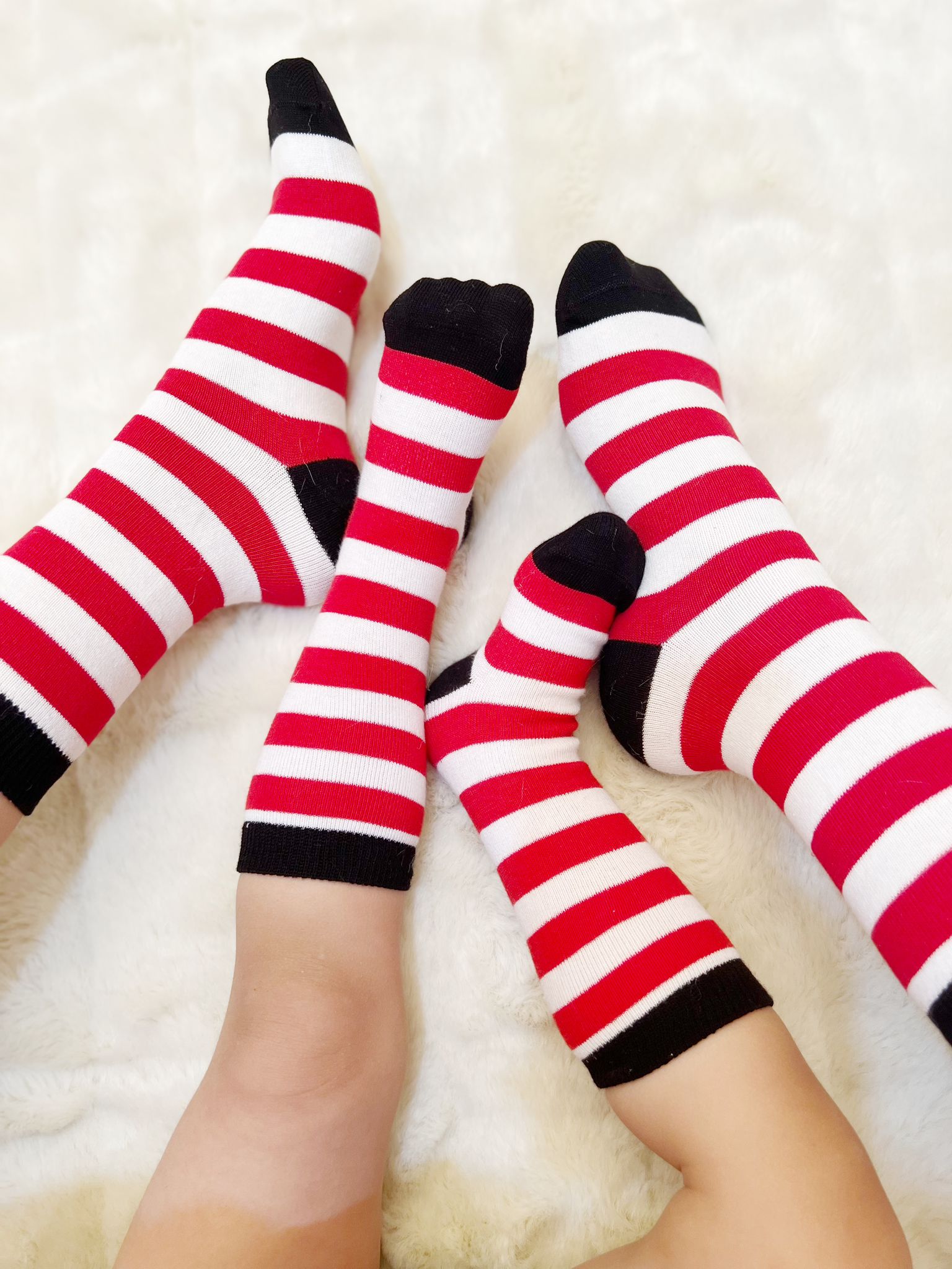Kırmızı Şeritli Anne Bebek Çorap