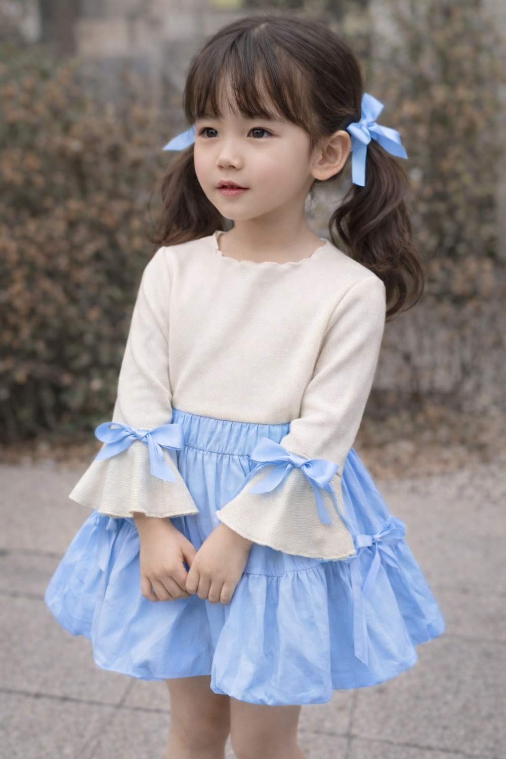 Mavi Princes Kombin(Bluz/Balon Etek/Ribbon Tokalar Dahildir)