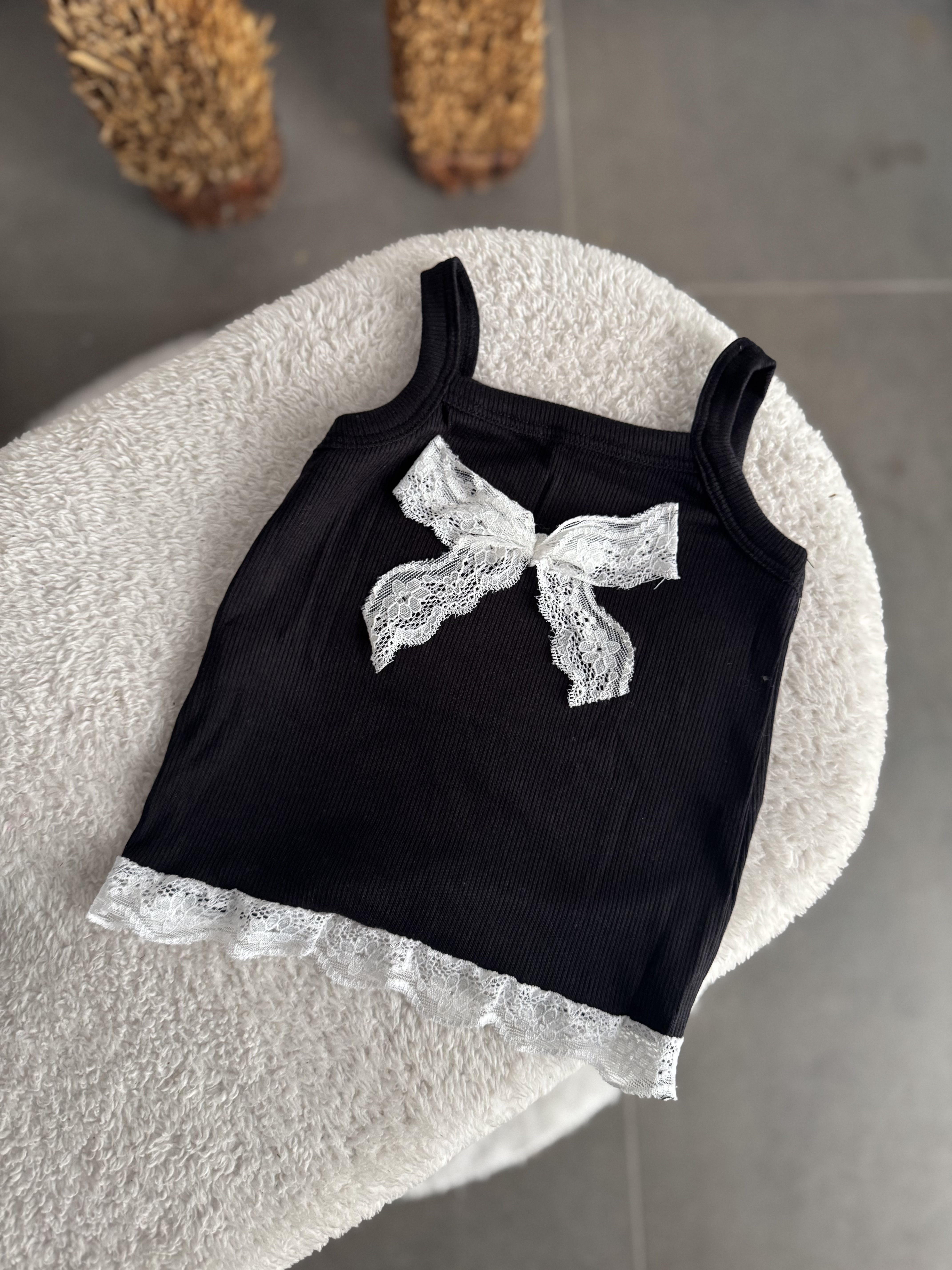 Siyah Dantel Ribbon Body