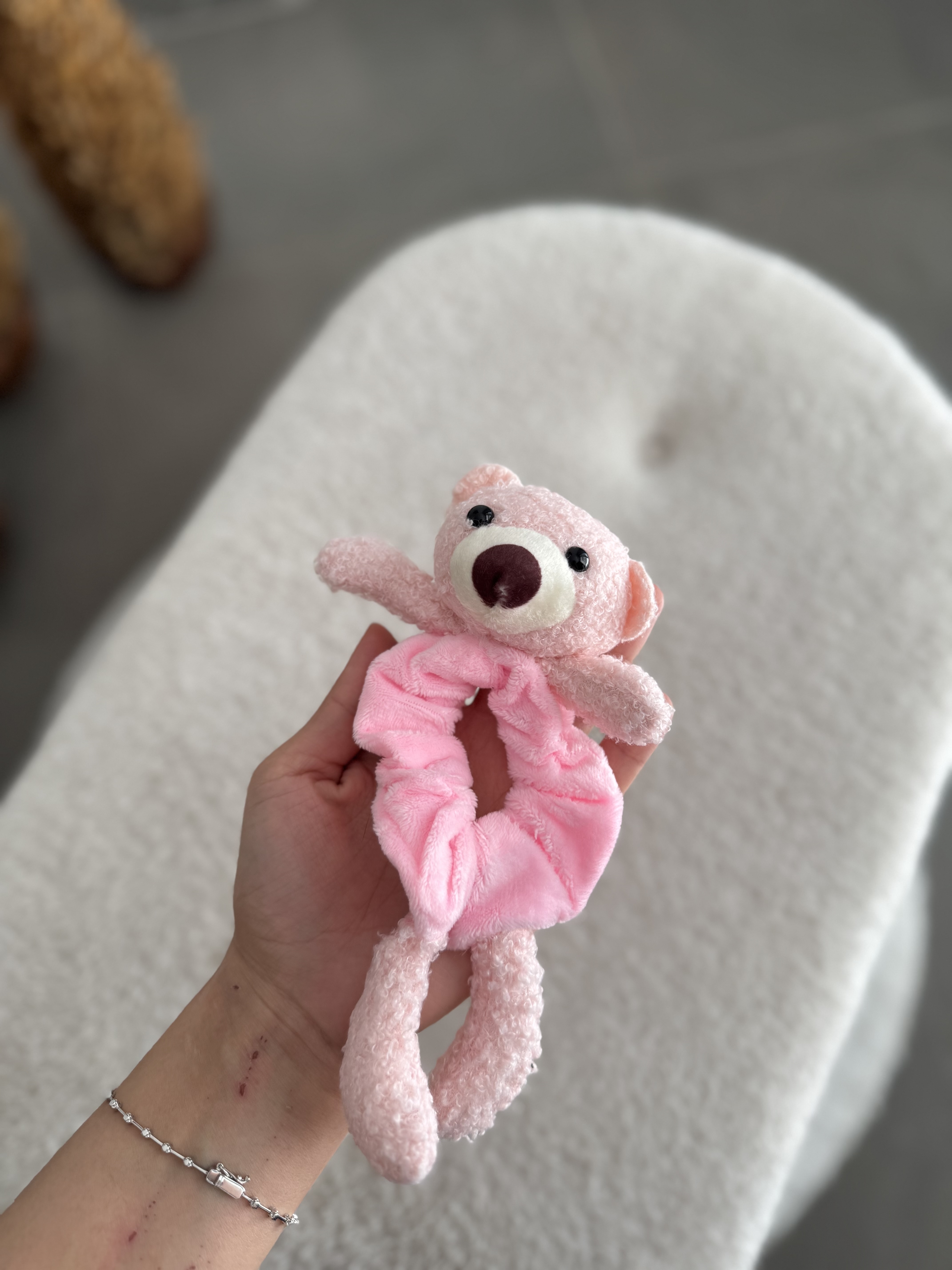 Pembe Peluş Ayı Bağlama Tokası