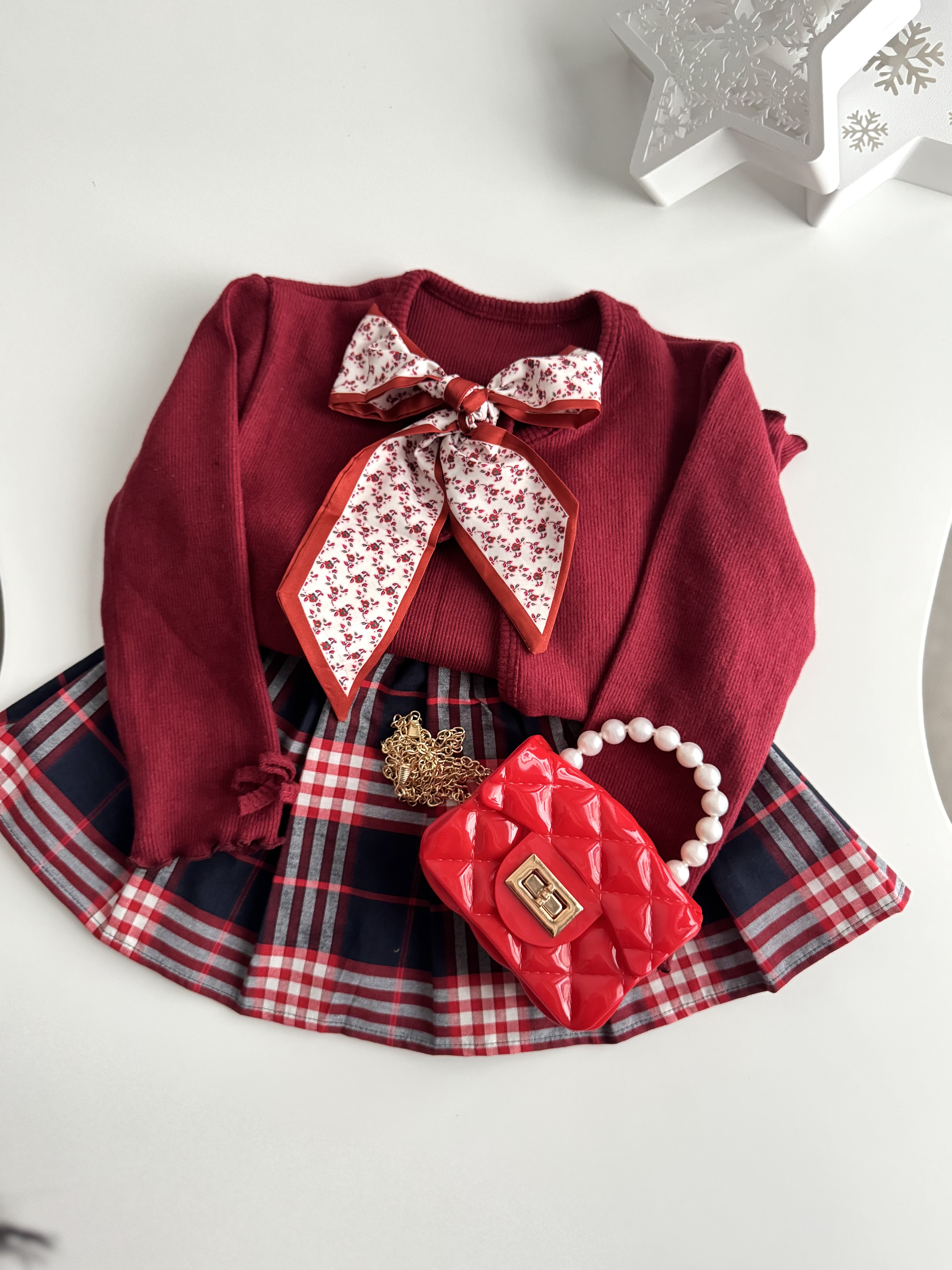 Bordo Bağcıklı Kolej Kombin