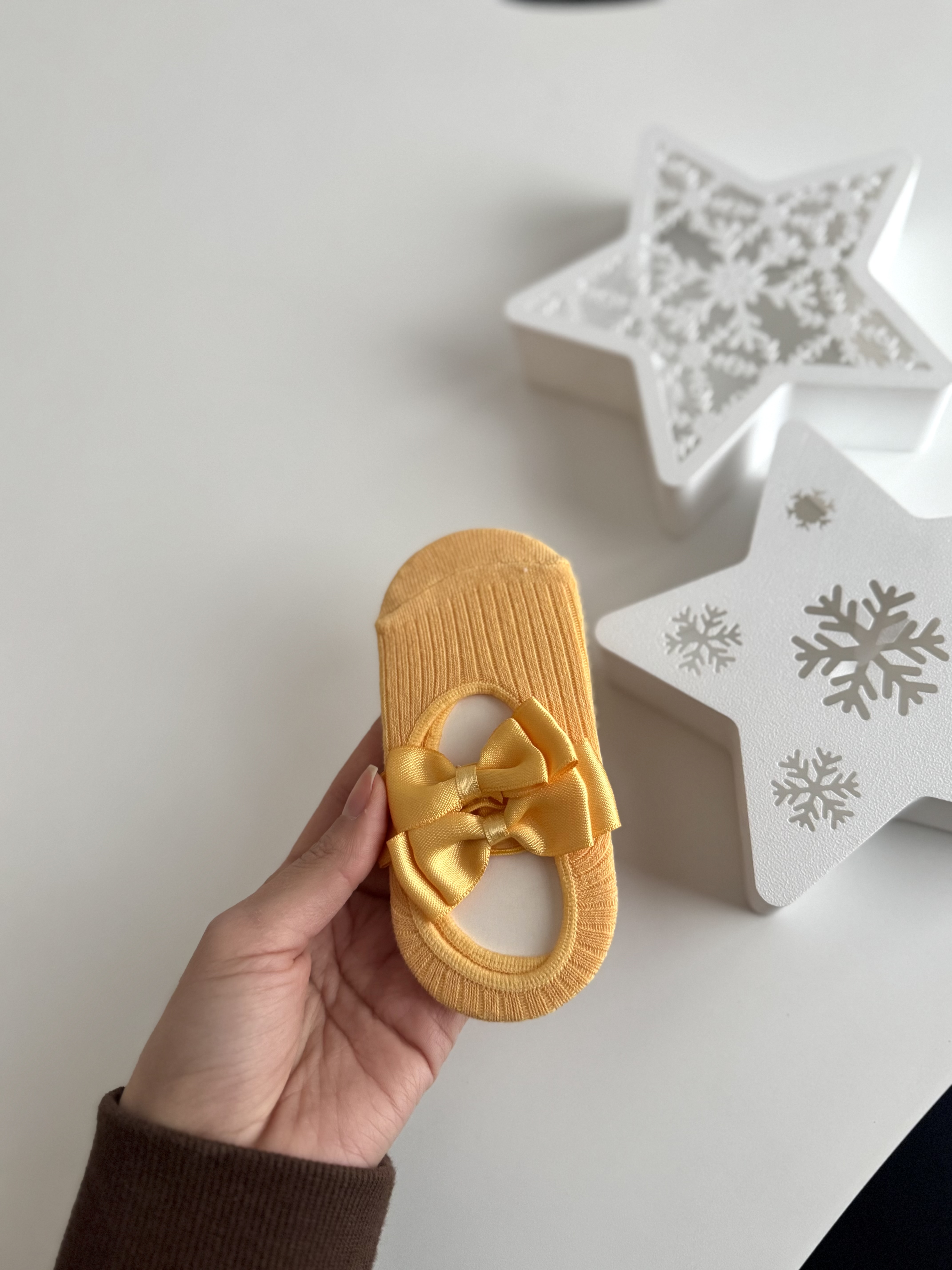 Sarı Ribbon Babet Çorap 3/8 Yaş