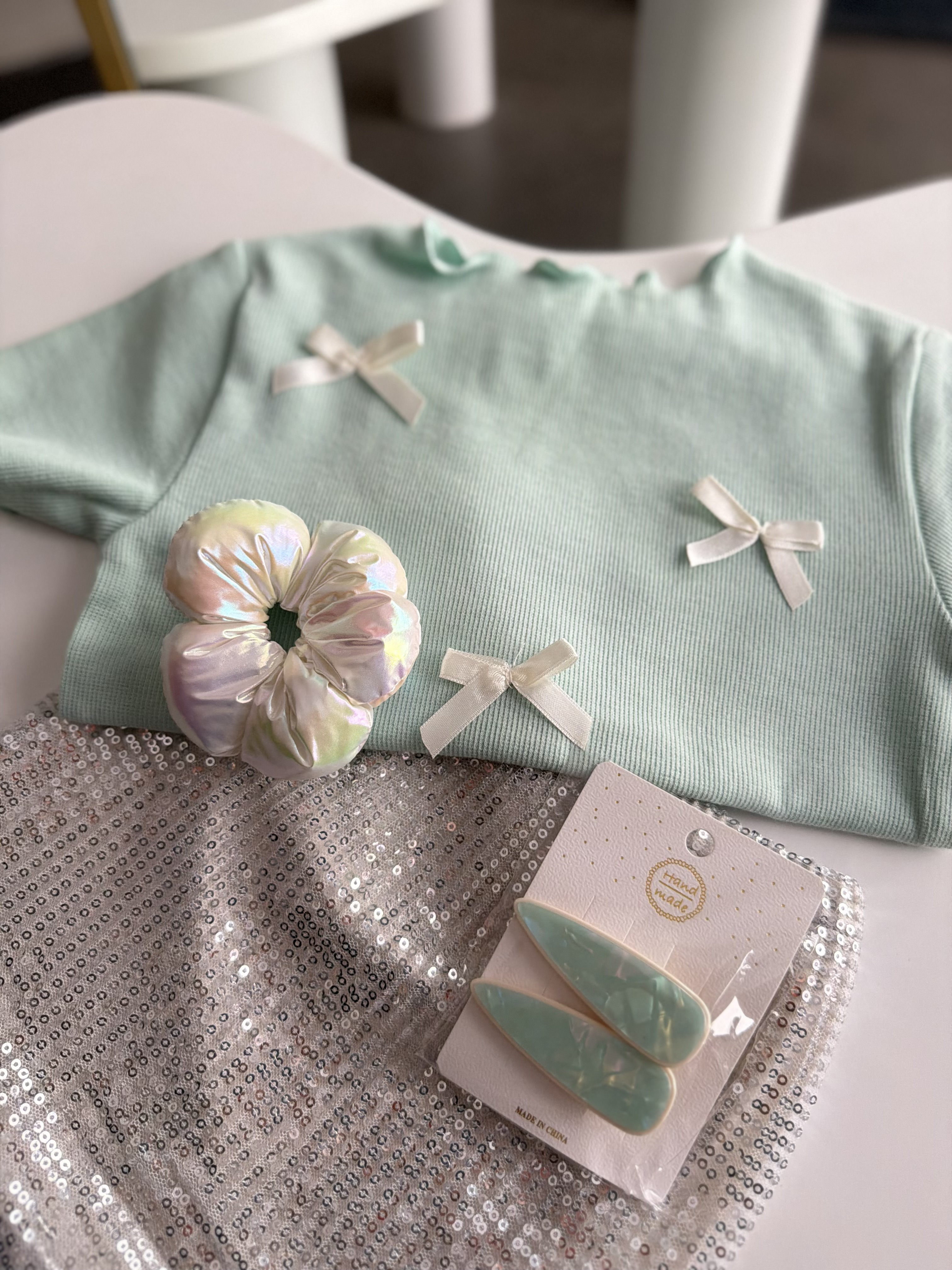 Pastel Yeşil Tokalı Takım