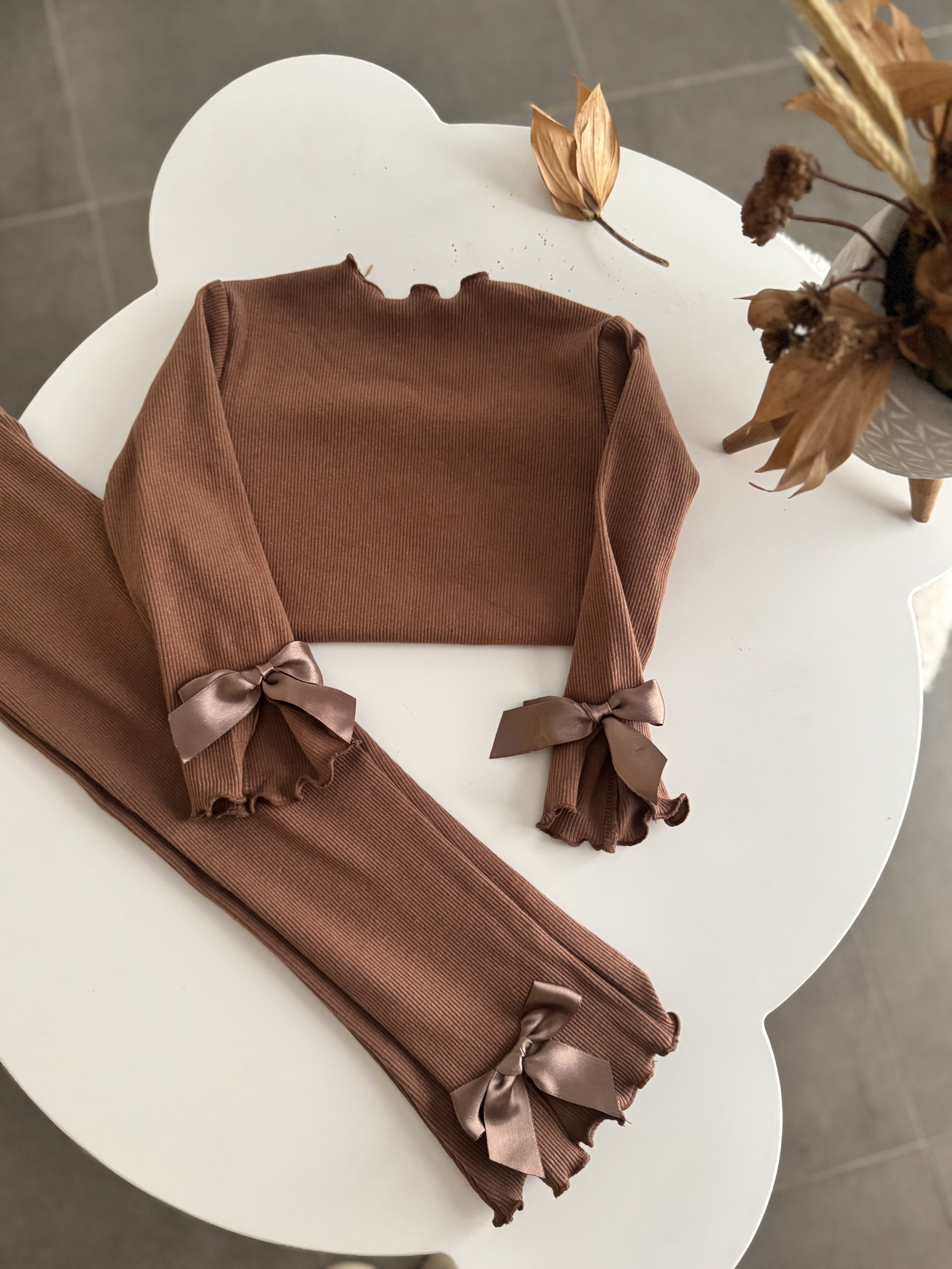 Kahve Ribbon Taytlı Takım