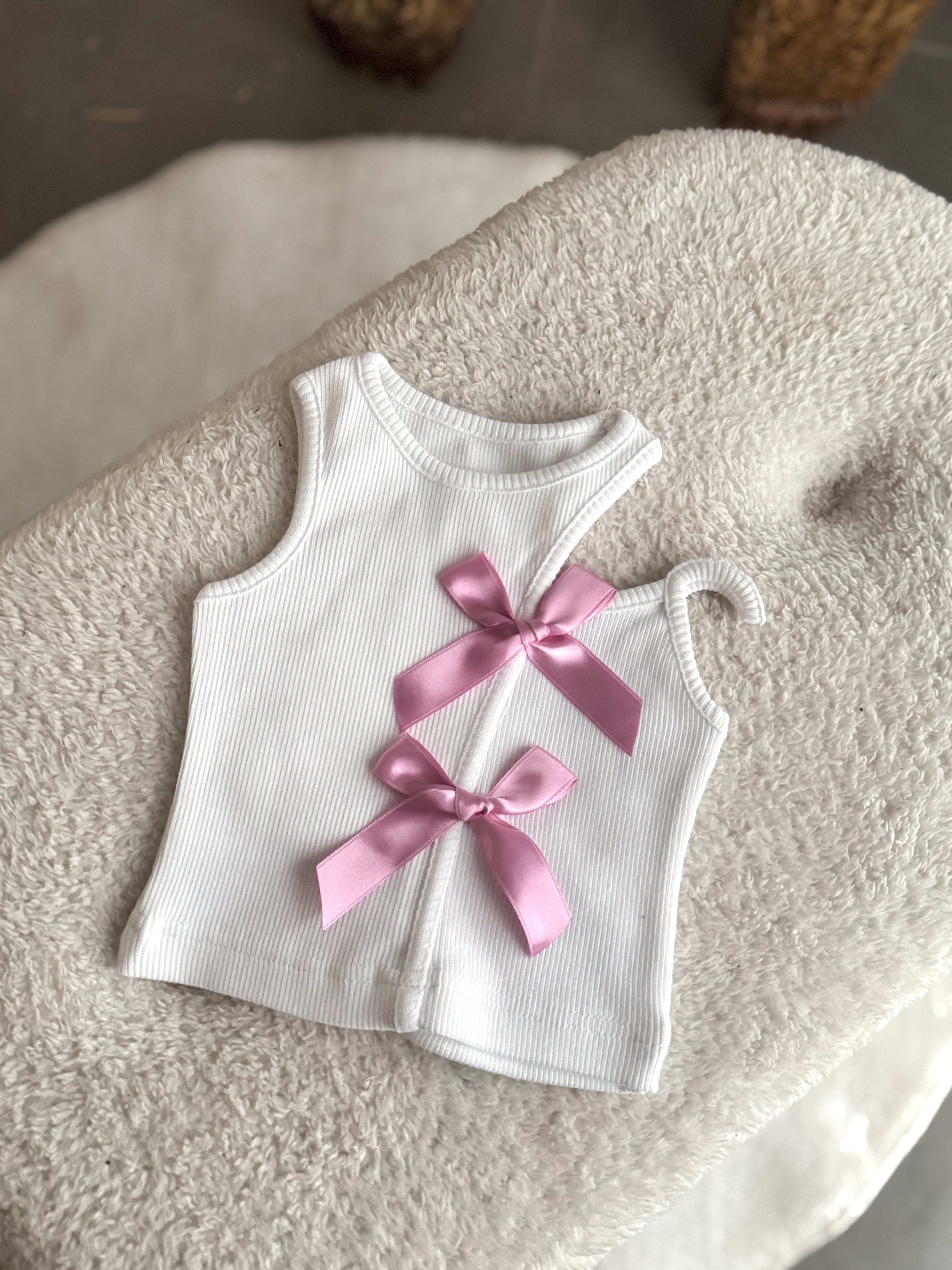 Ekru Pudra Ribbonlu Crop