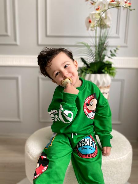 Erkek Çocuk Yeşil Mickey Logolu Mevsimlik Takım
