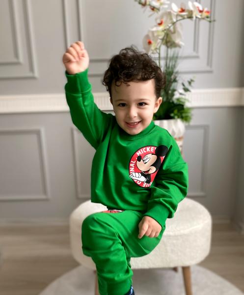 Erkek Çocuk Yeşil Mickey Logolu Mevsimlik Takım