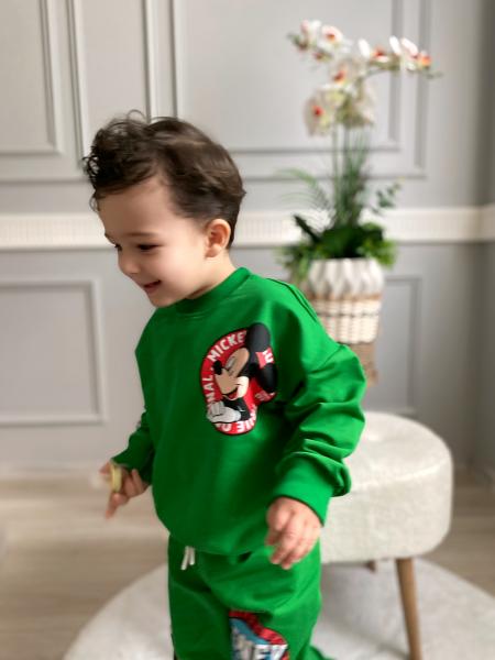 Erkek Çocuk Yeşil Mickey Logolu Mevsimlik Takım