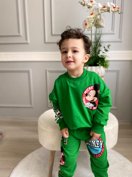 Erkek Çocuk Yeşil Mickey Logolu Mevsimlik Takım