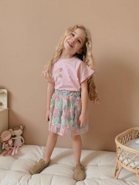 Pembe Çiçekli Tütü Kombin