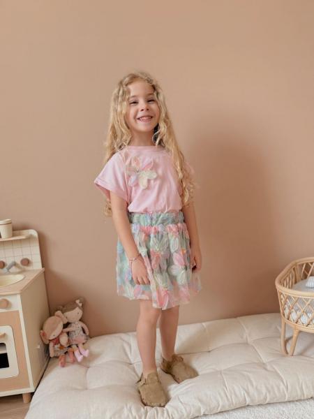 Pembe Çiçekli Tütü Kombin