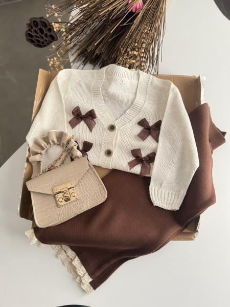 Taba Fisto Pantolon Hırka Çanta Set