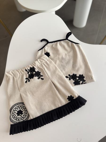 Keten Kumaş Bluz Etek Takım