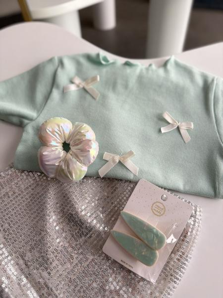Pastel Yeşil Tokalı Takım